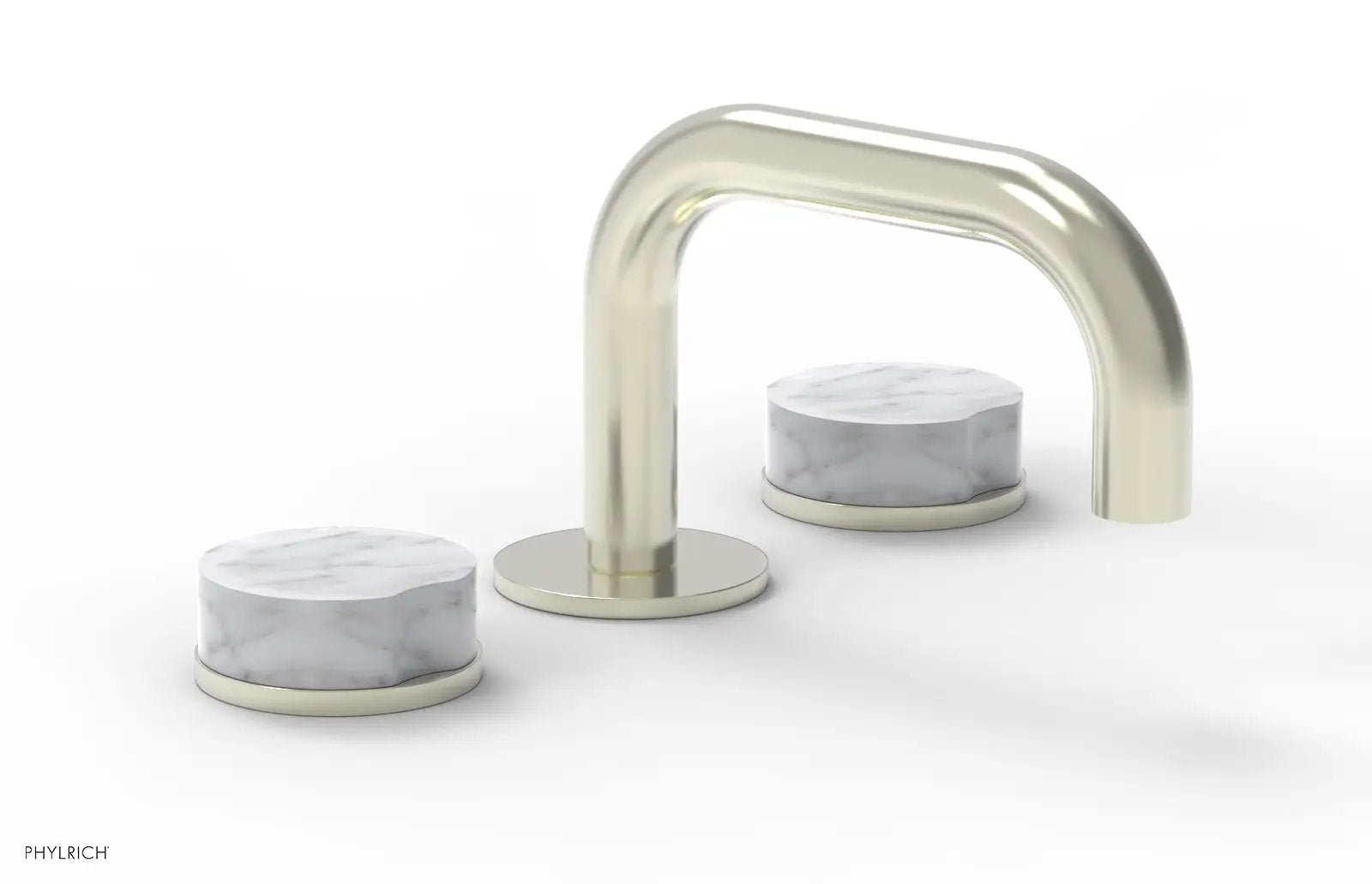 Phylrich CIRC Widespread Faucet - Low Spout, White Marble Handles by Phylrich