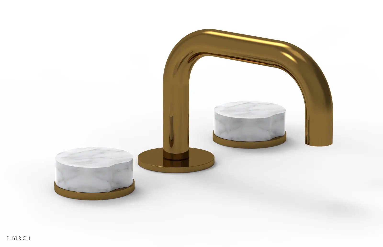 Phylrich CIRC Widespread Faucet - Low Spout, White Marble Handles by Phylrich
