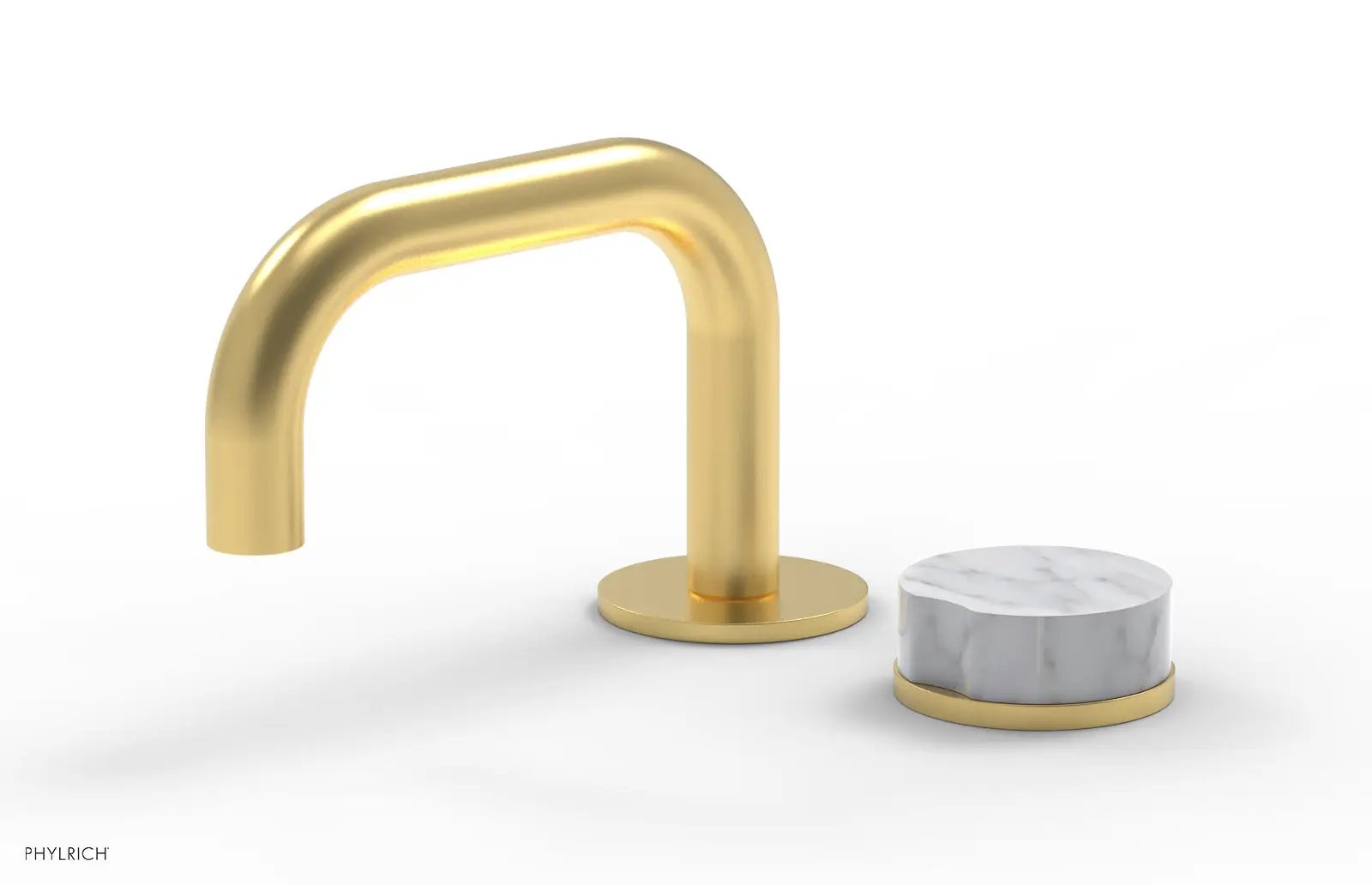 Phylrich CIRC Single Handle Faucet - Low Spout, White Marble Handle by Phylrich
