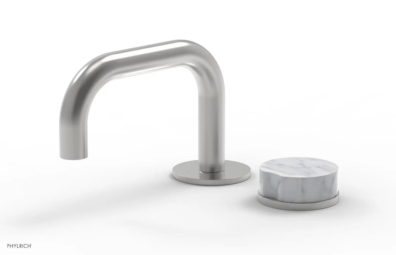 Phylrich CIRC Single Handle Faucet - Low Spout, White Marble Handle by Phylrich