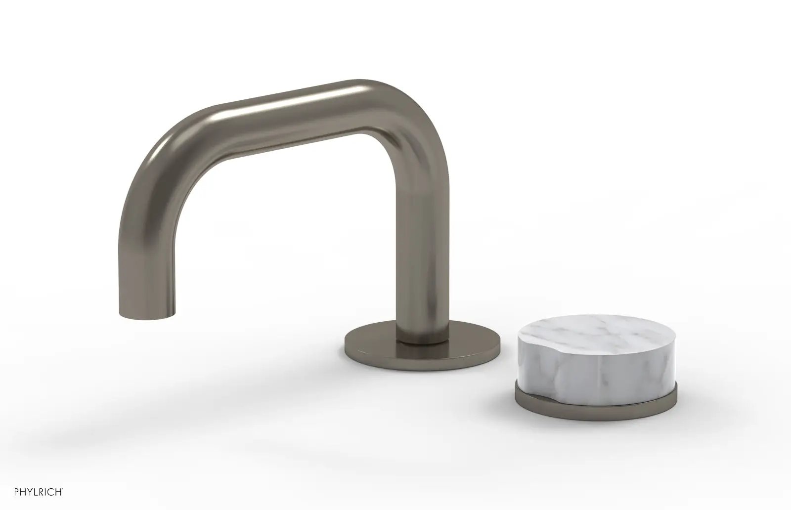 Phylrich CIRC Single Handle Faucet - Low Spout, White Marble Handle by Phylrich
