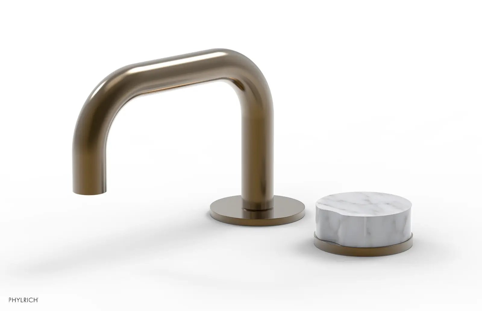 Phylrich CIRC Single Handle Faucet - Low Spout, White Marble Handle by Phylrich