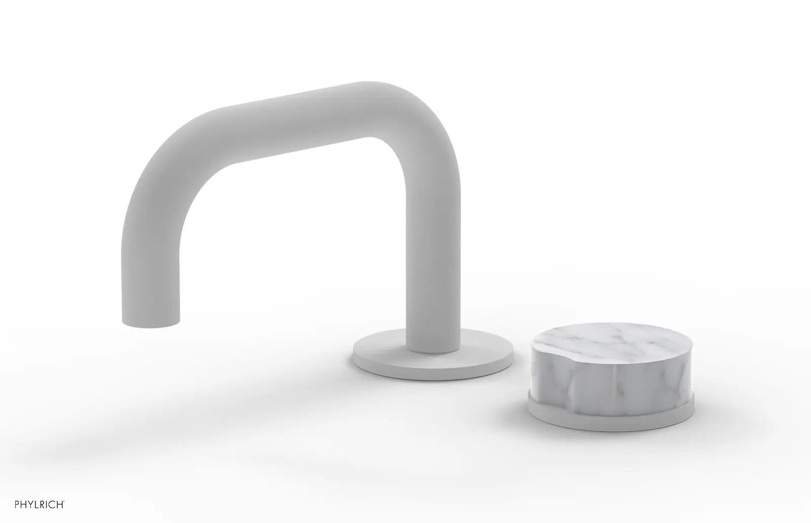 Phylrich CIRC Single Handle Faucet - Low Spout, White Marble Handle by Phylrich