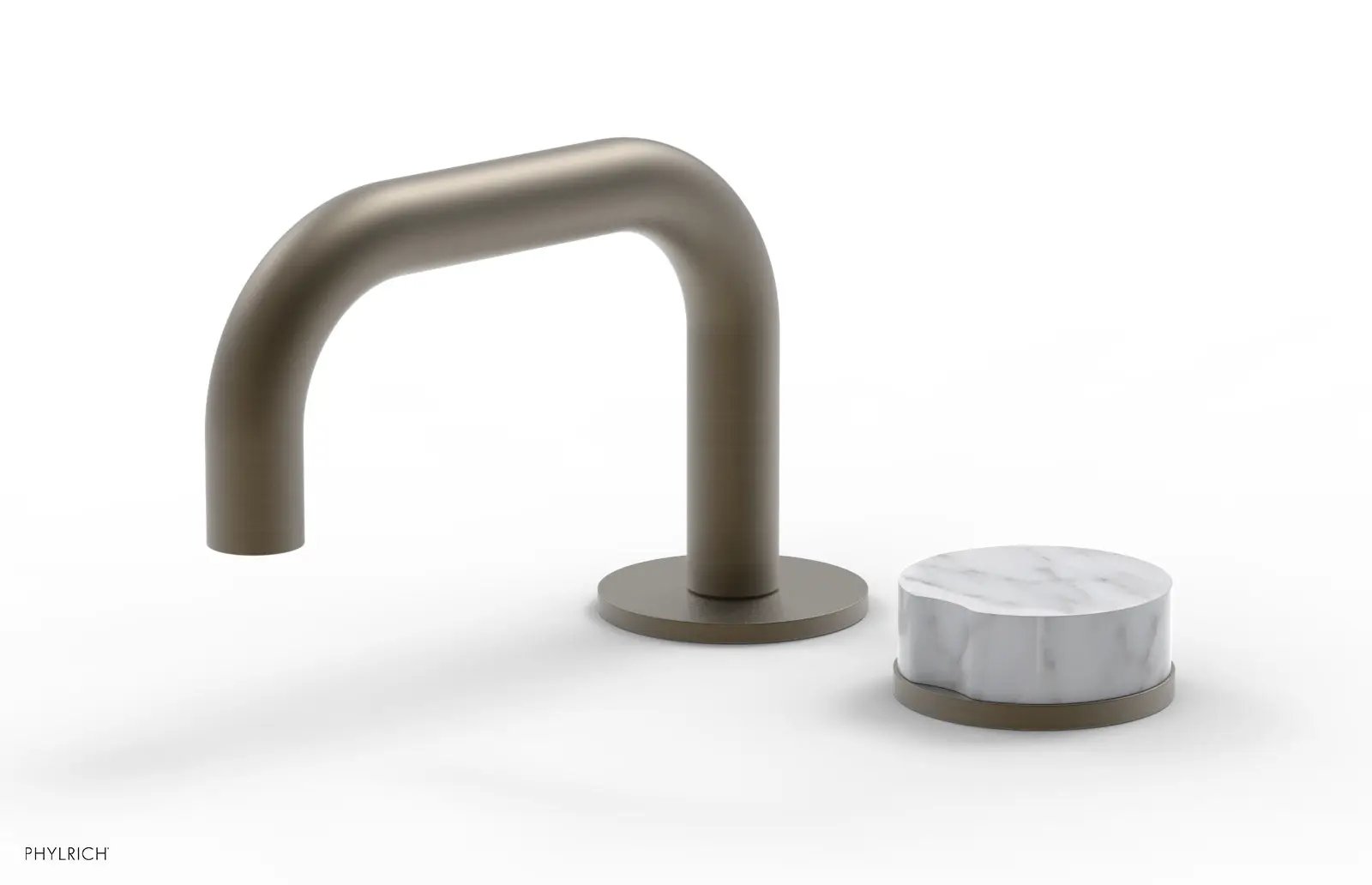 Phylrich CIRC Single Handle Faucet - Low Spout, White Marble Handle by Phylrich