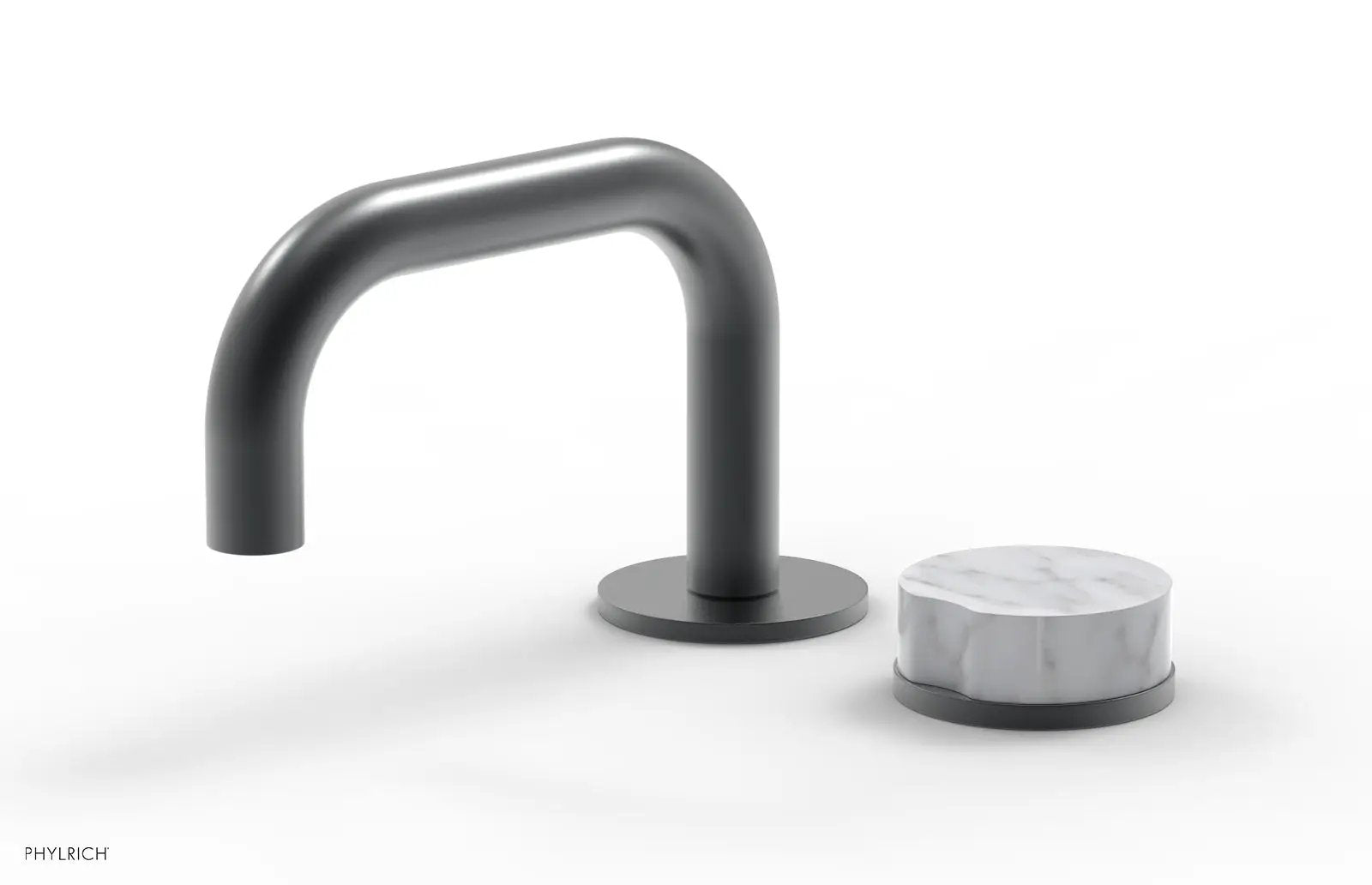 Phylrich CIRC Single Handle Faucet - Low Spout, White Marble Handle by Phylrich
