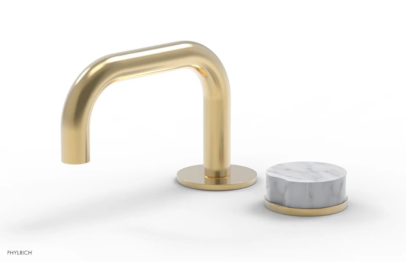 Phylrich CIRC Single Handle Faucet - Low Spout, White Marble Handle by Phylrich