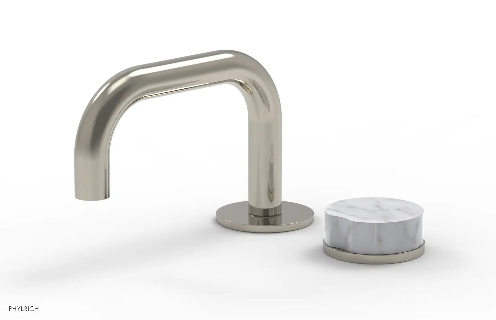 Phylrich CIRC Single Handle Faucet - Low Spout, White Marble Handle by Phylrich