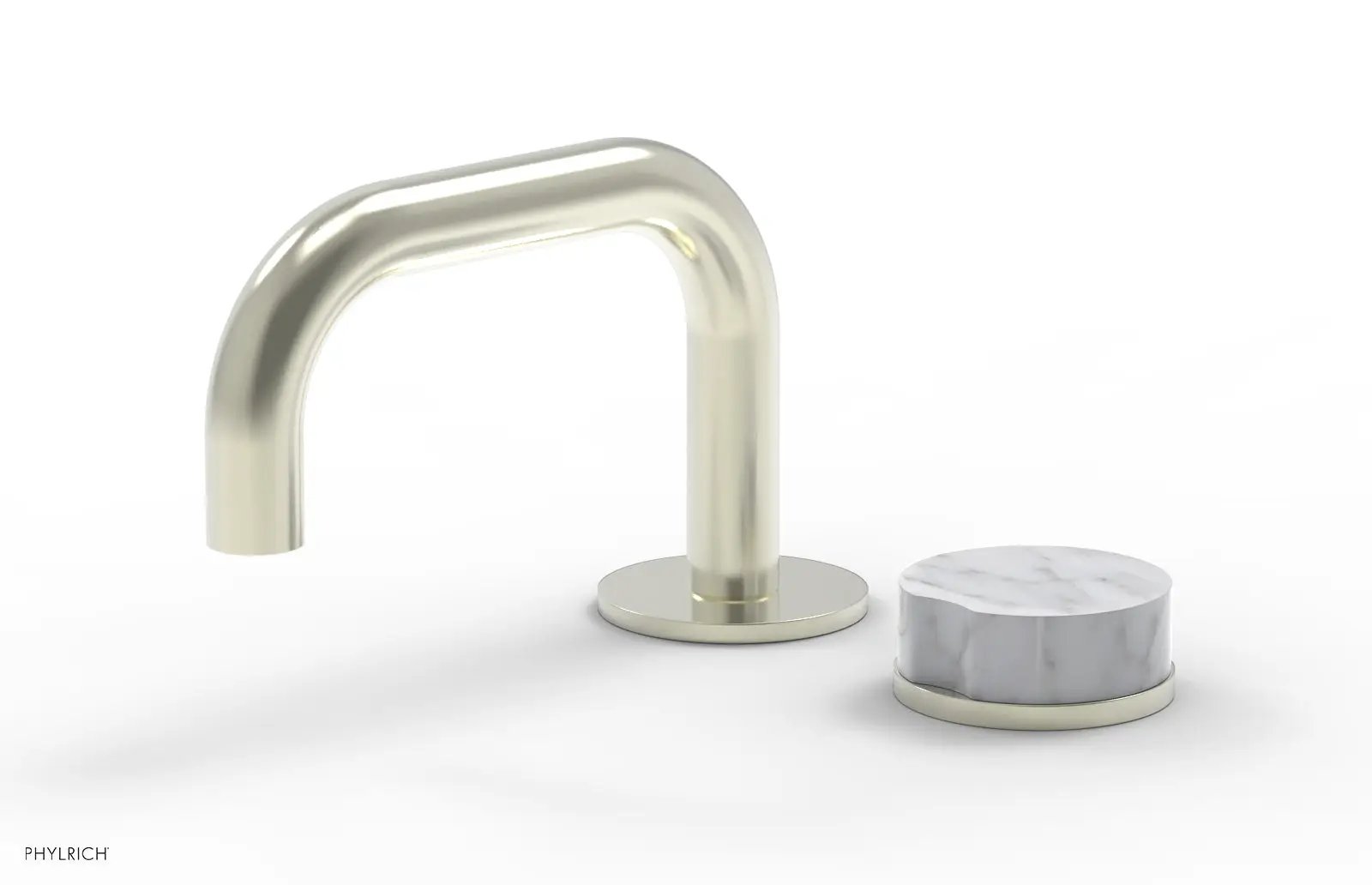 Phylrich CIRC Single Handle Faucet - Low Spout, White Marble Handle by Phylrich