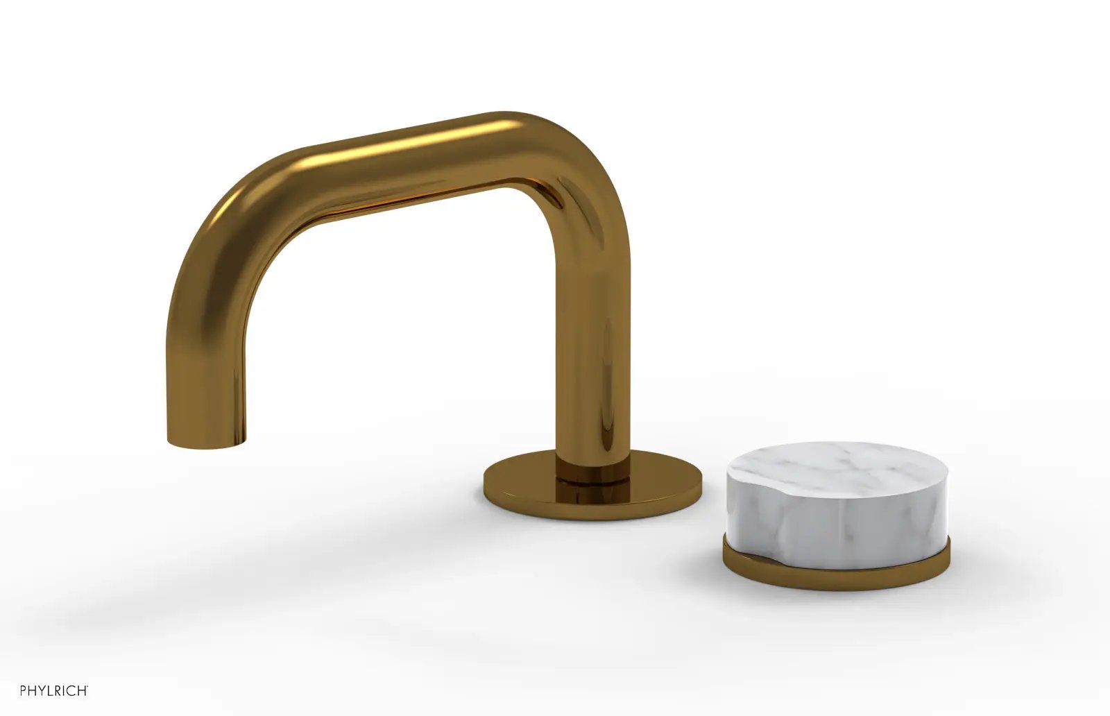 Phylrich CIRC Single Handle Faucet - Low Spout, White Marble Handle by Phylrich