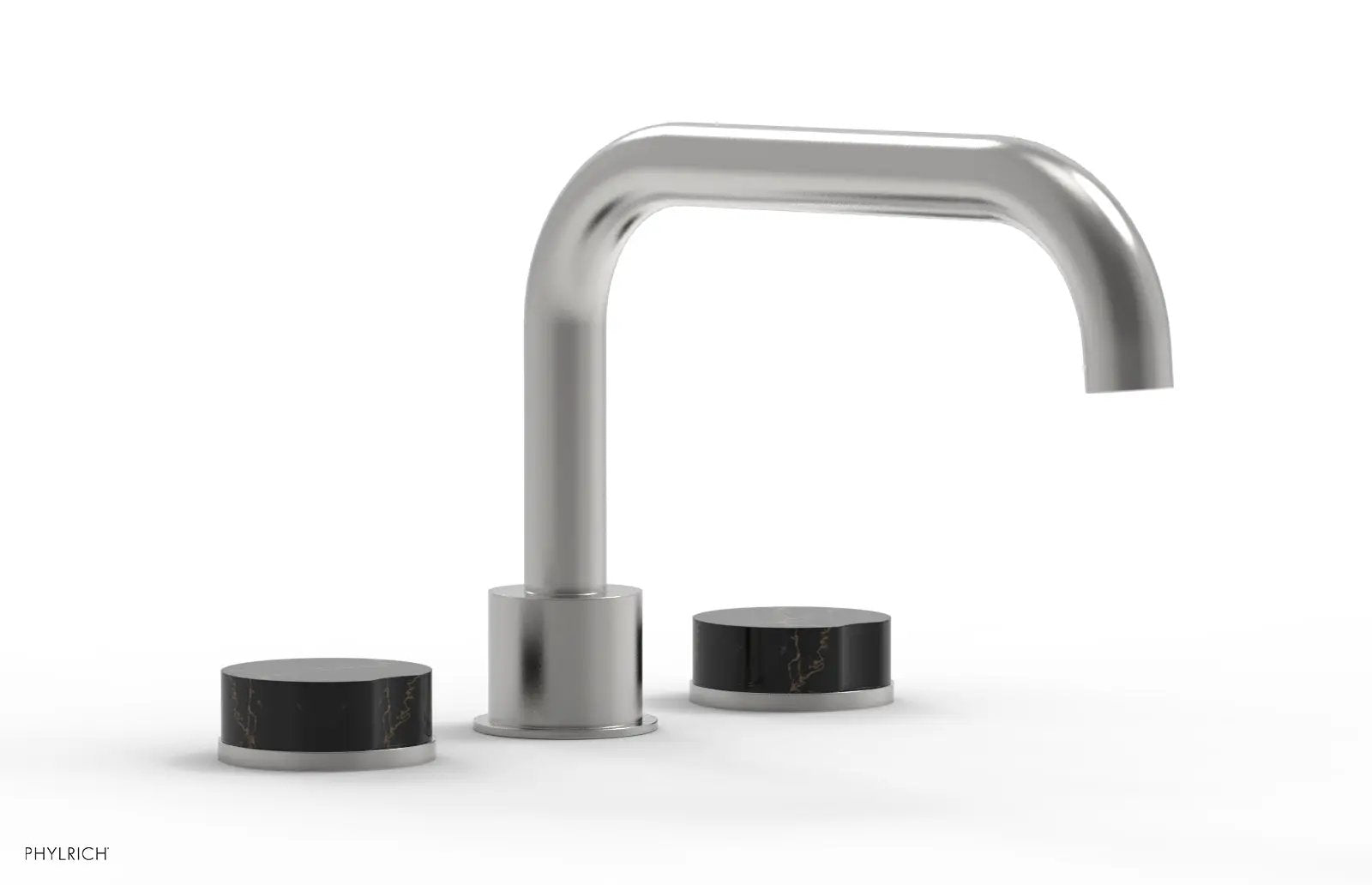 Phylrich CIRC Deck Tub Set - Low Spout Black Marble Handles by Phylrich