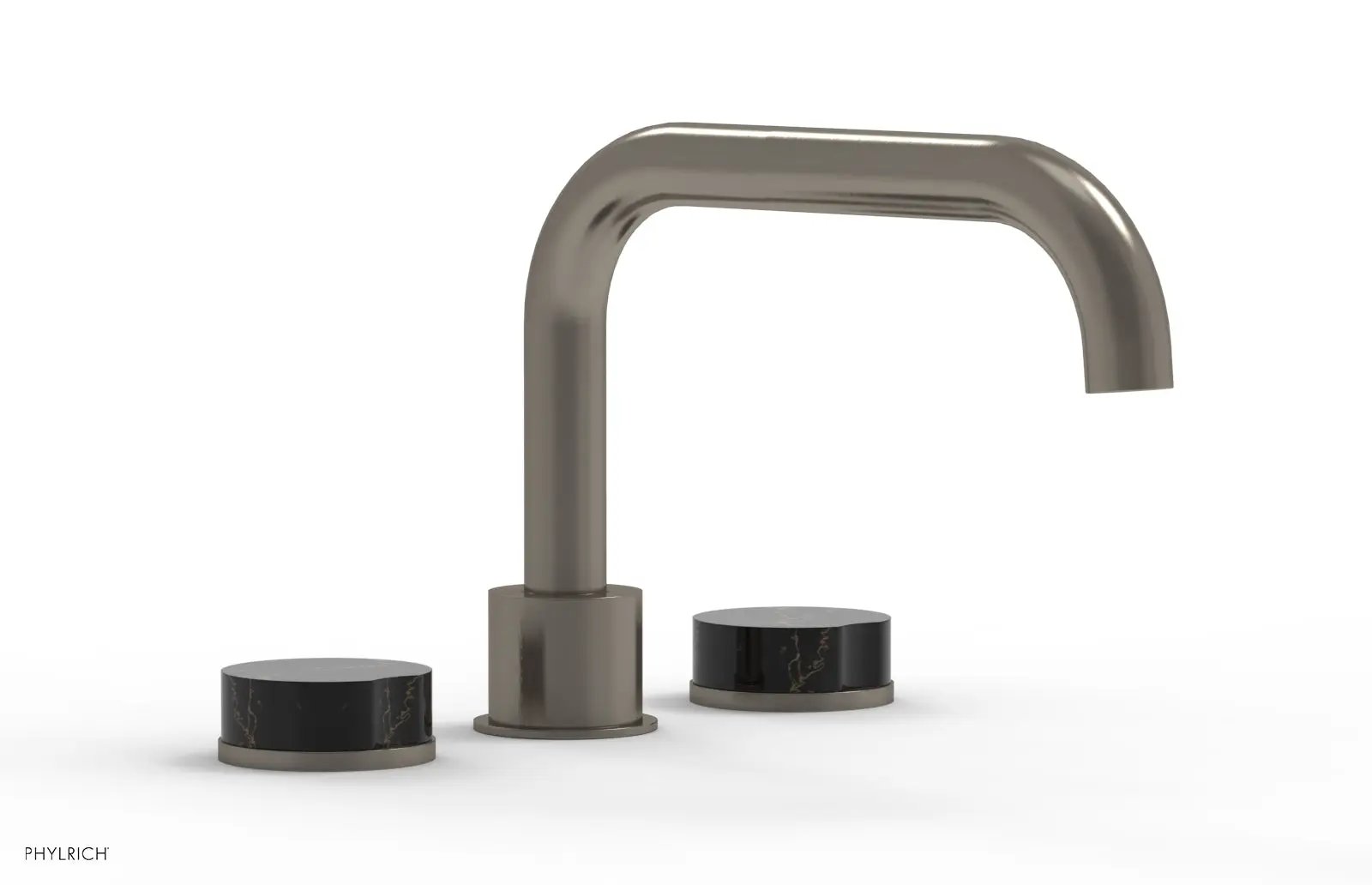 Phylrich CIRC Deck Tub Set - Low Spout Black Marble Handles by Phylrich