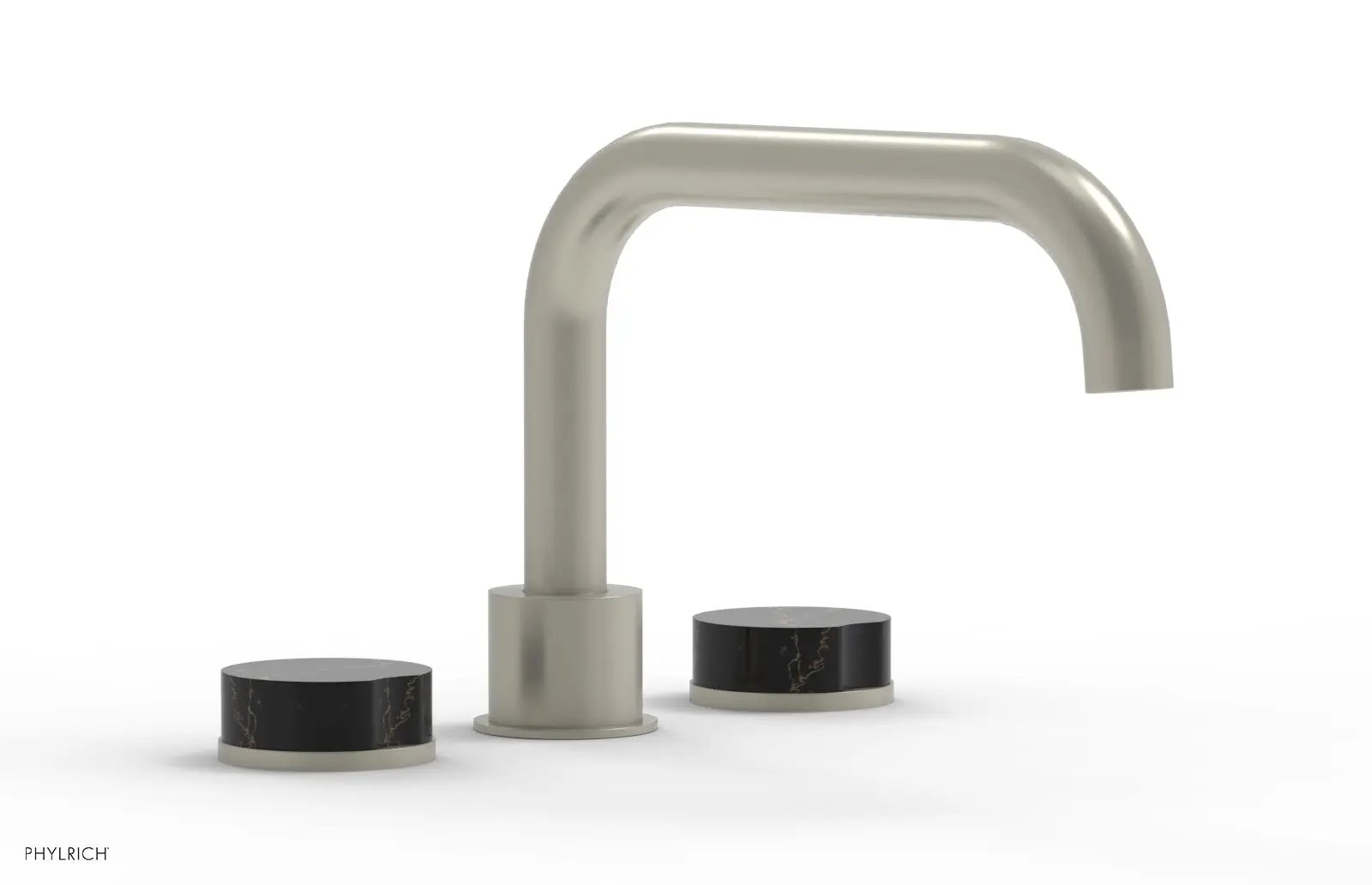 Phylrich CIRC Deck Tub Set - Low Spout Black Marble Handles by Phylrich