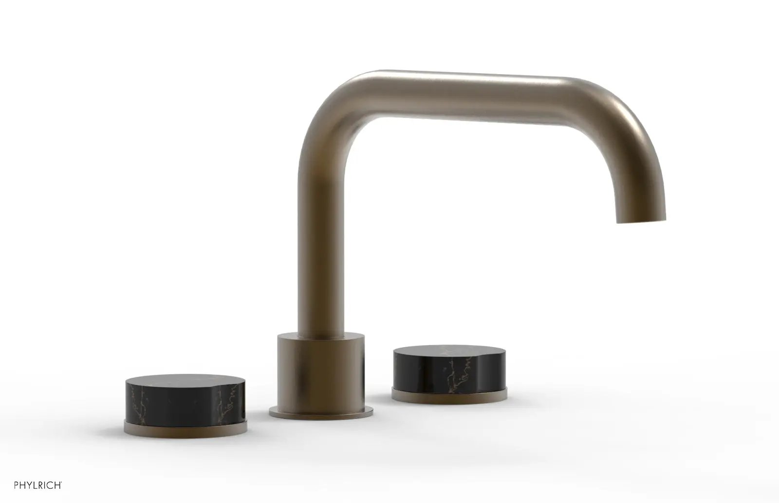 Phylrich CIRC Deck Tub Set - Low Spout Black Marble Handles by Phylrich