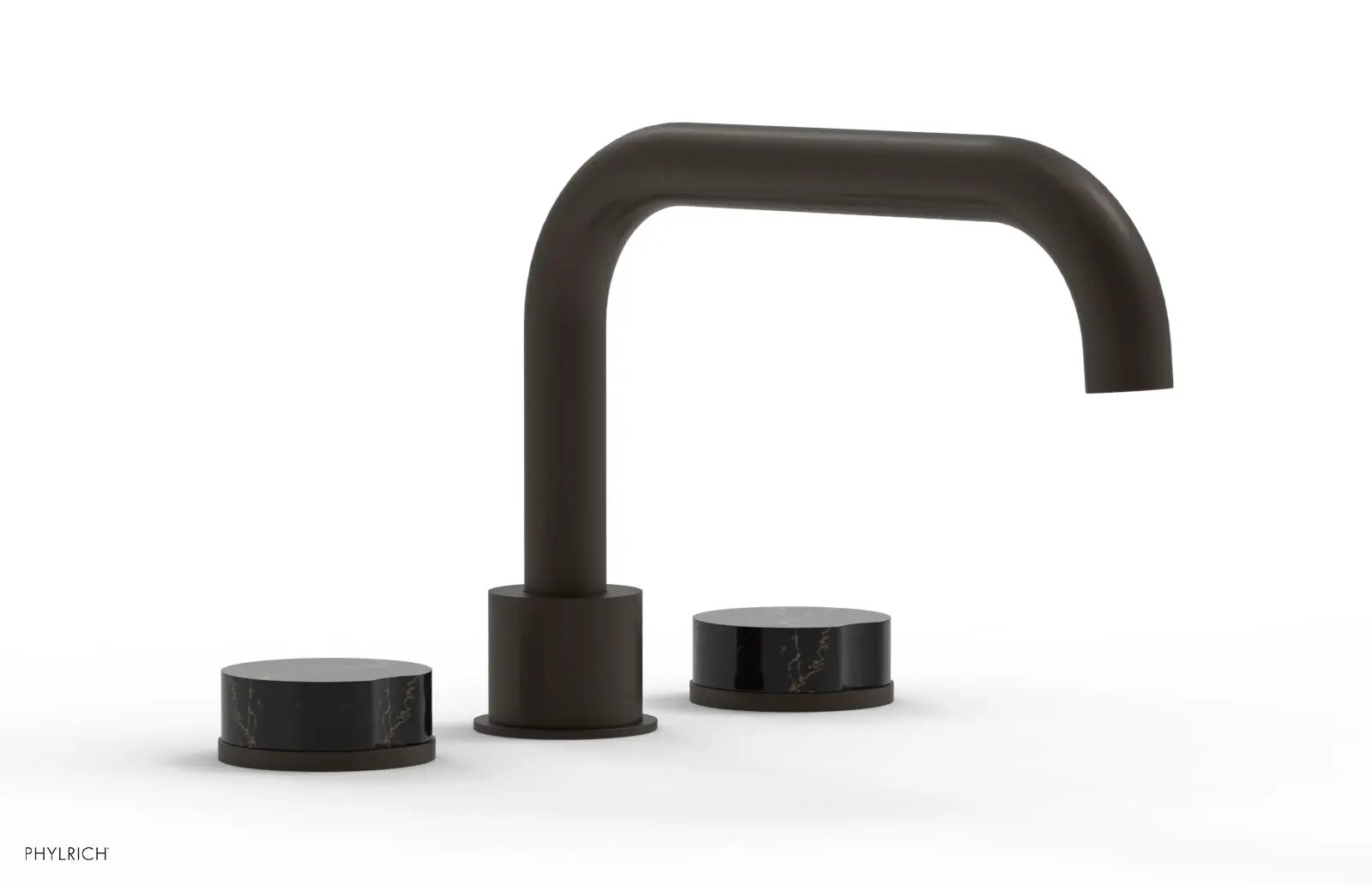 Phylrich CIRC Deck Tub Set - Low Spout Black Marble Handles by Phylrich