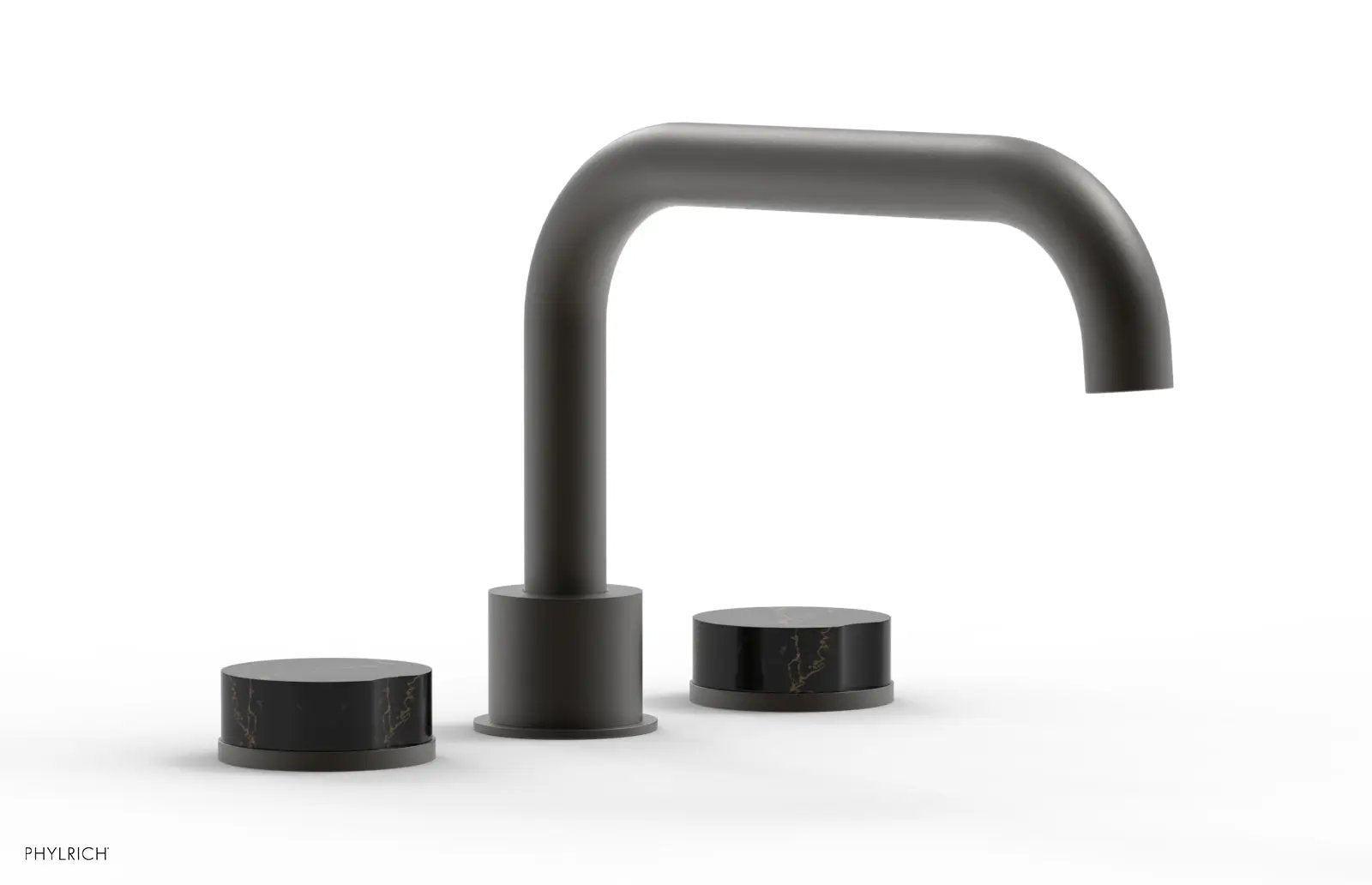 Phylrich CIRC Deck Tub Set - Low Spout Black Marble Handles by Phylrich
