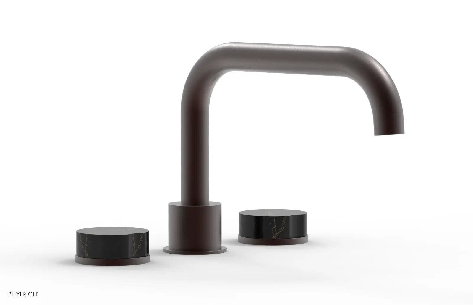 Phylrich CIRC Deck Tub Set - Low Spout Black Marble Handles by Phylrich