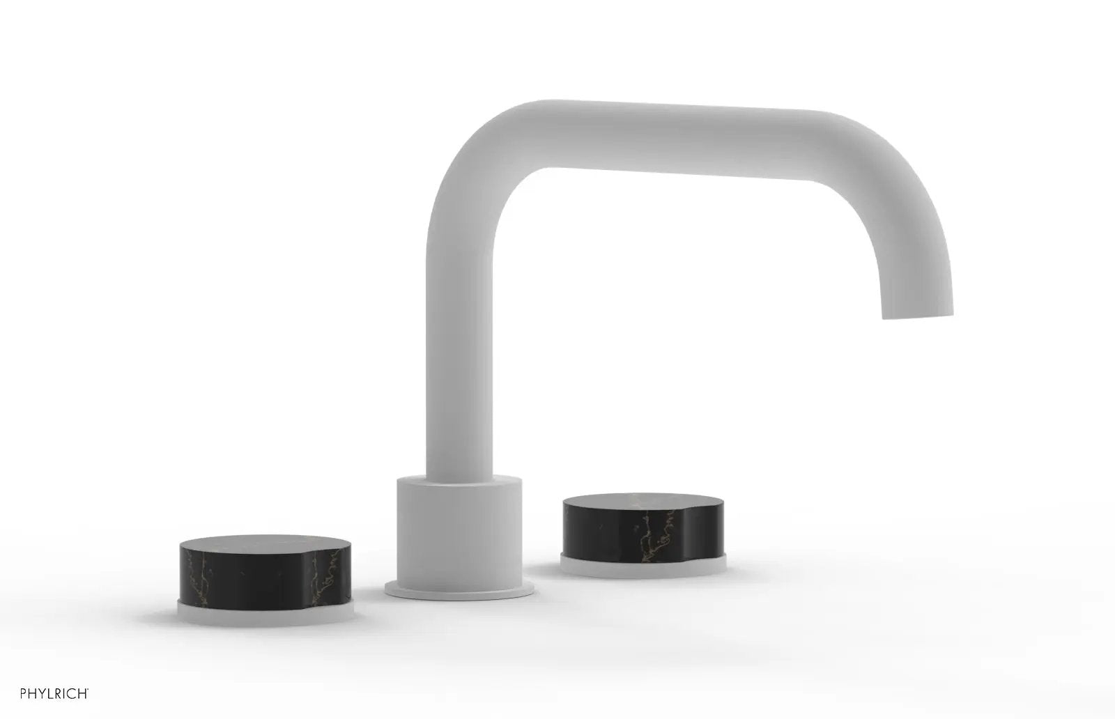 Phylrich CIRC Deck Tub Set - Low Spout Black Marble Handles by Phylrich
