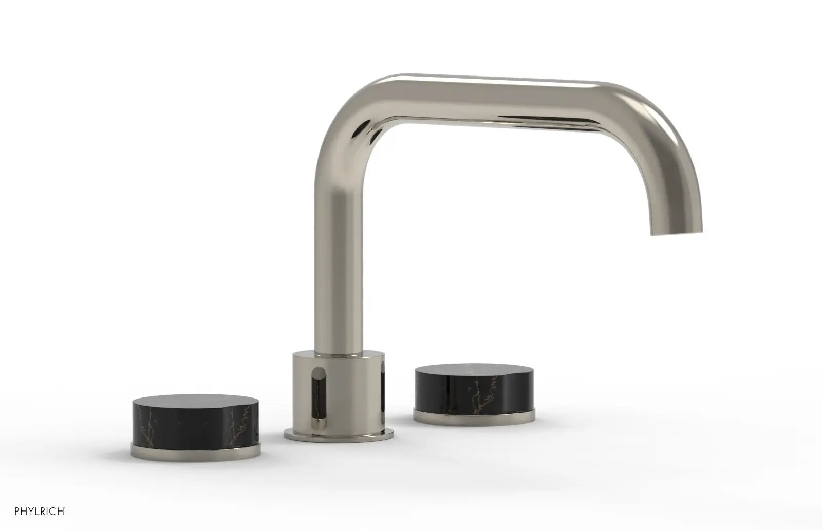 Phylrich CIRC Deck Tub Set - Low Spout Black Marble Handles by Phylrich