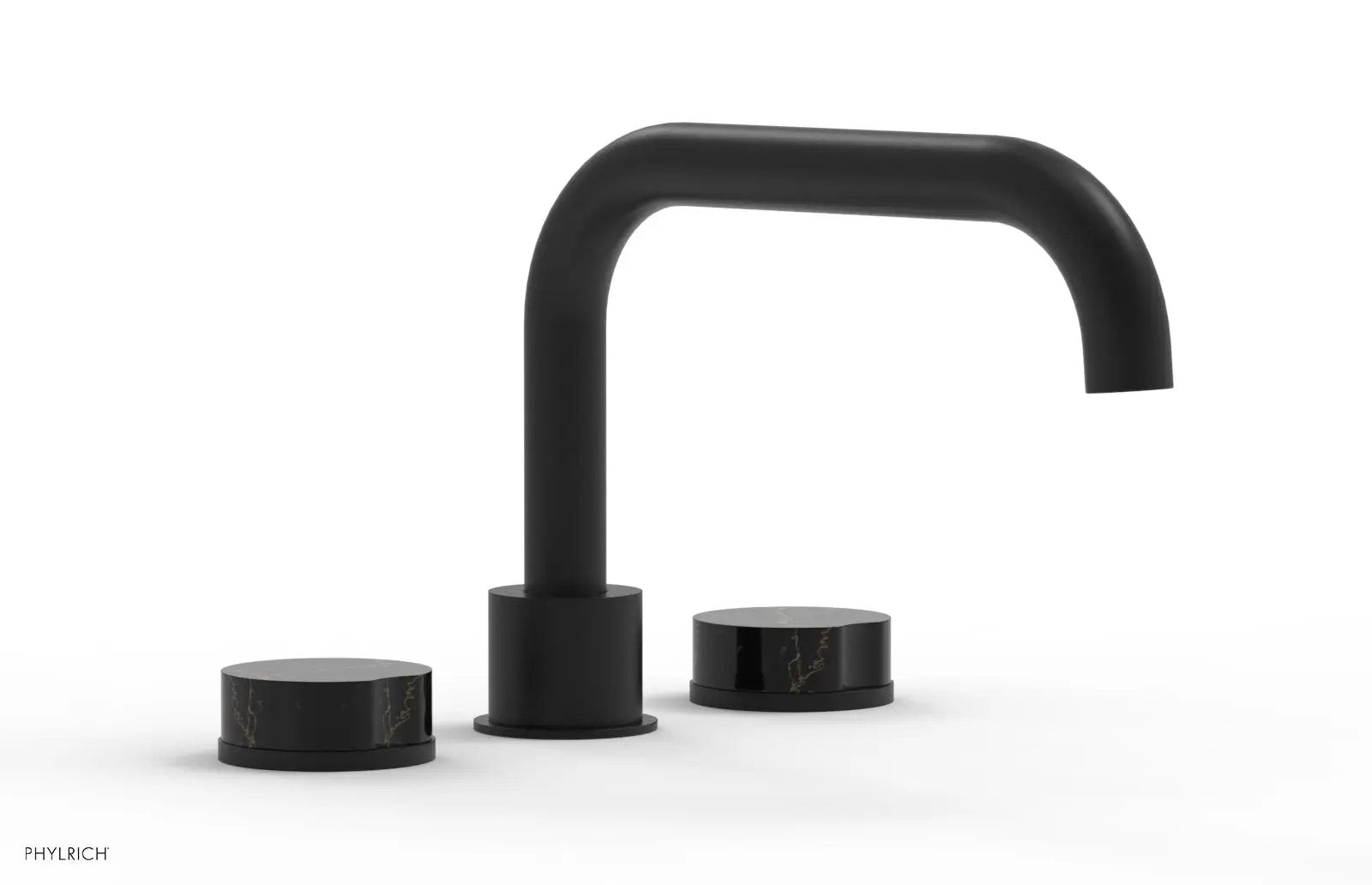 Phylrich CIRC Deck Tub Set - Low Spout Black Marble Handles by Phylrich