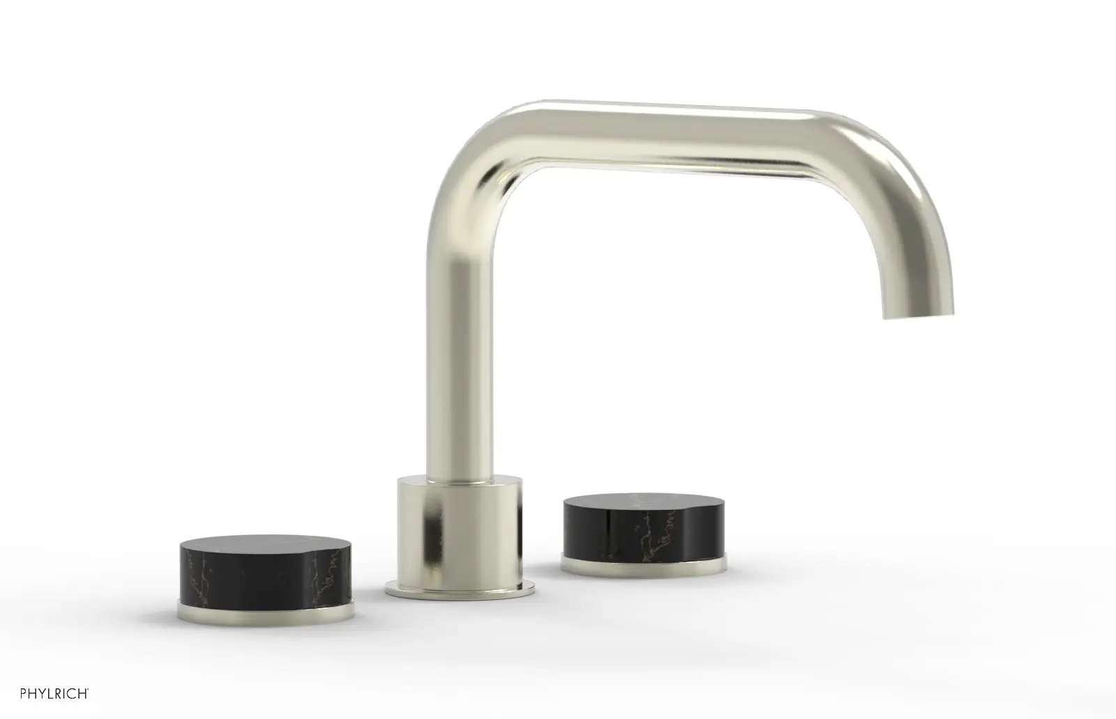 Phylrich CIRC Deck Tub Set - Low Spout Black Marble Handles by Phylrich