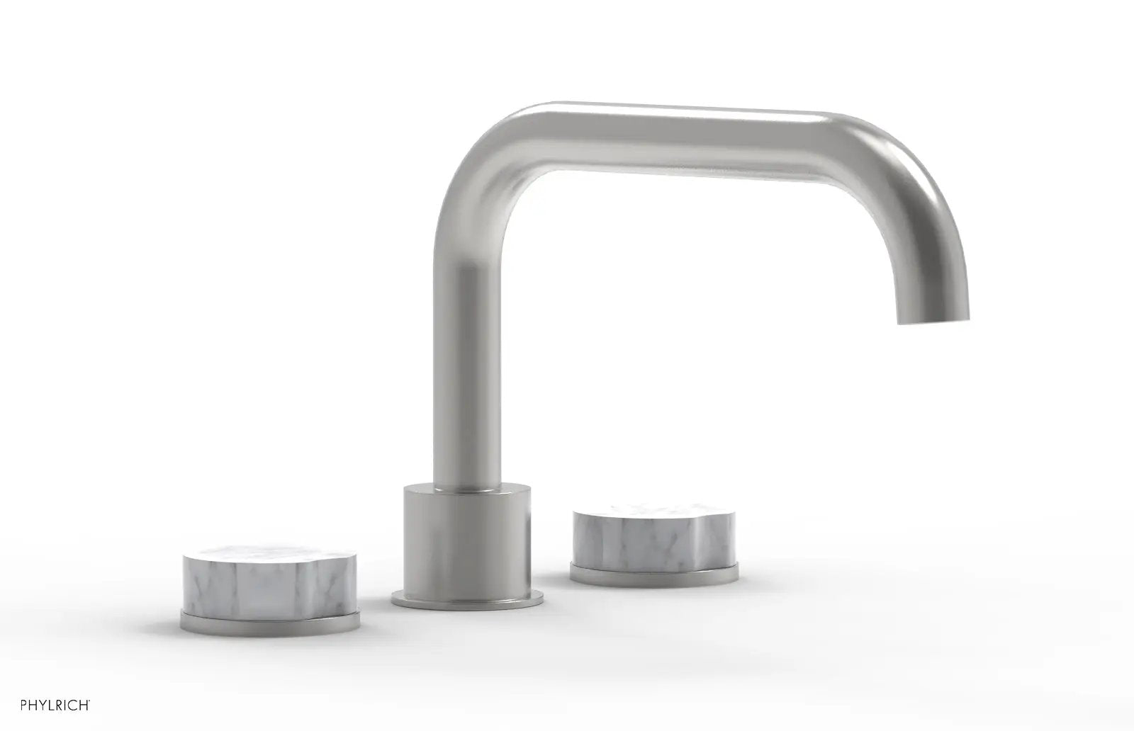 Phylrich CIRC Deck Tub Set - Low Spout White Marble Handles by Phylrich