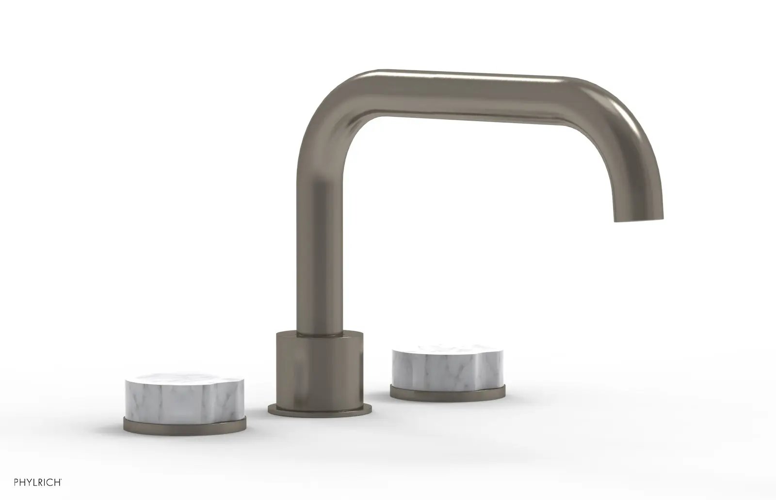 Phylrich CIRC Deck Tub Set - Low Spout White Marble Handles by Phylrich