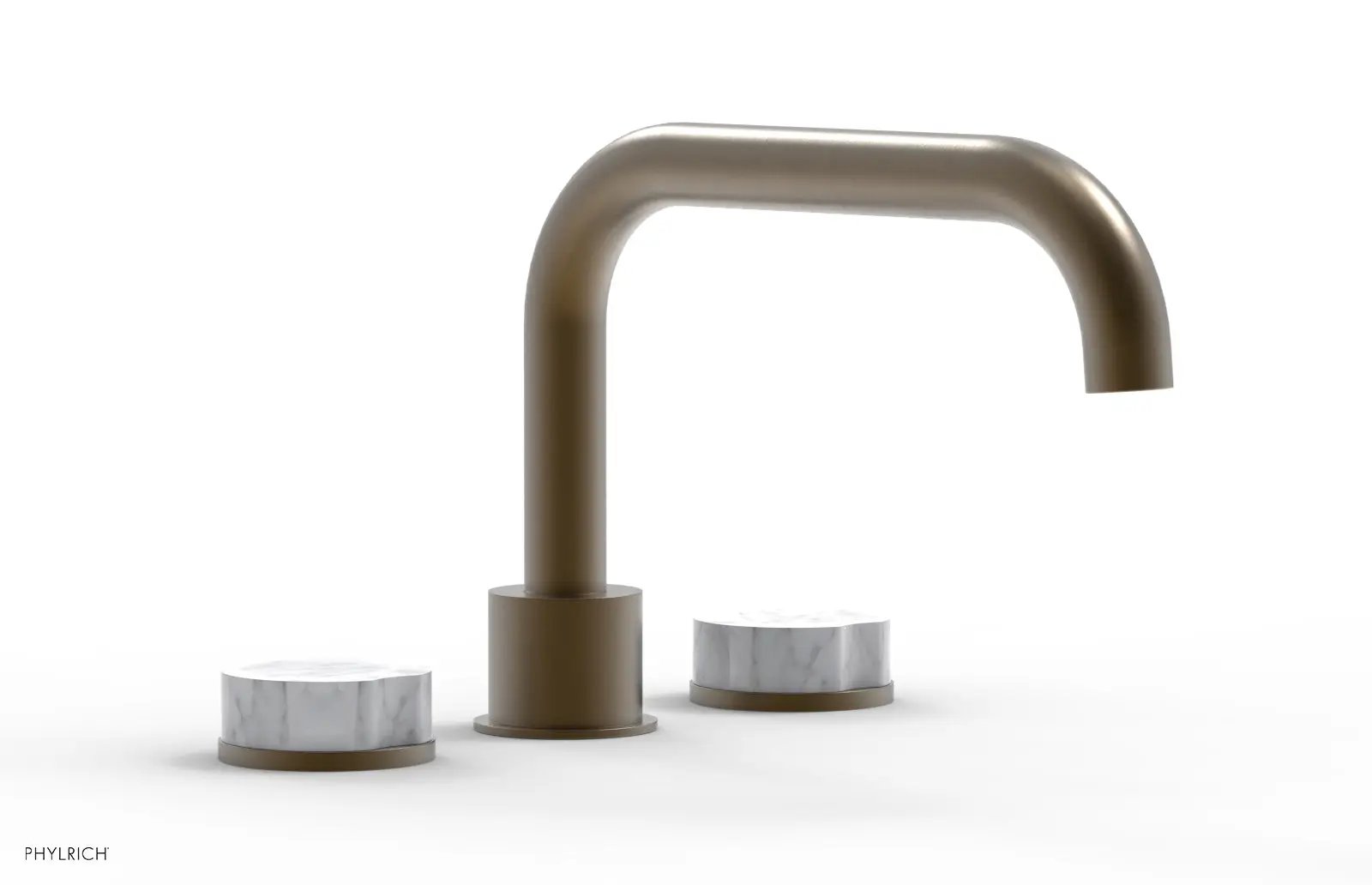 Phylrich CIRC Deck Tub Set - Low Spout White Marble Handles by Phylrich