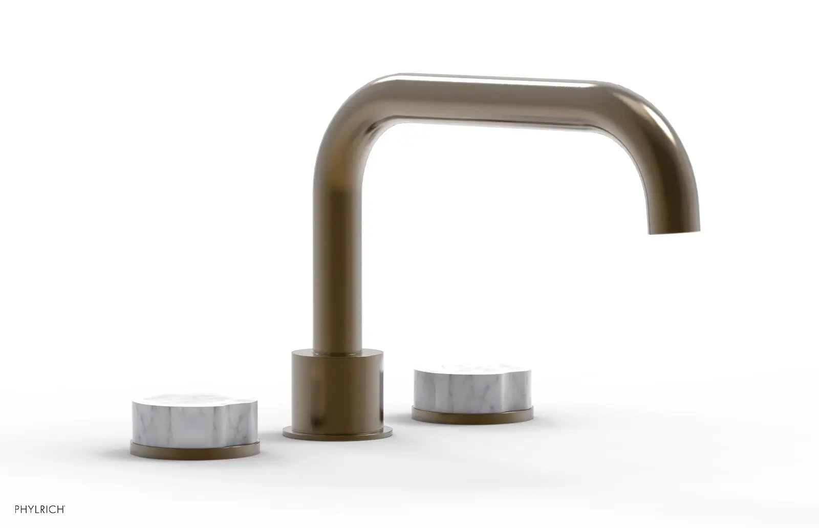 Phylrich CIRC Deck Tub Set - Low Spout White Marble Handles by Phylrich