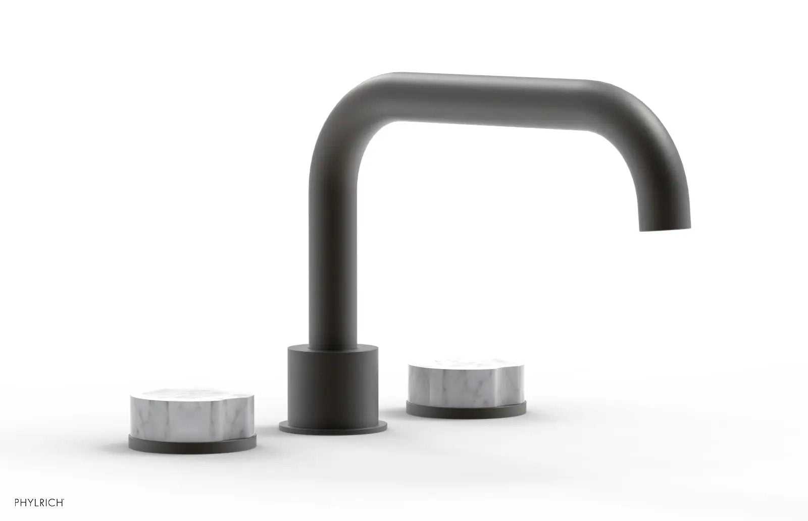 Phylrich CIRC Deck Tub Set - Low Spout White Marble Handles by Phylrich
