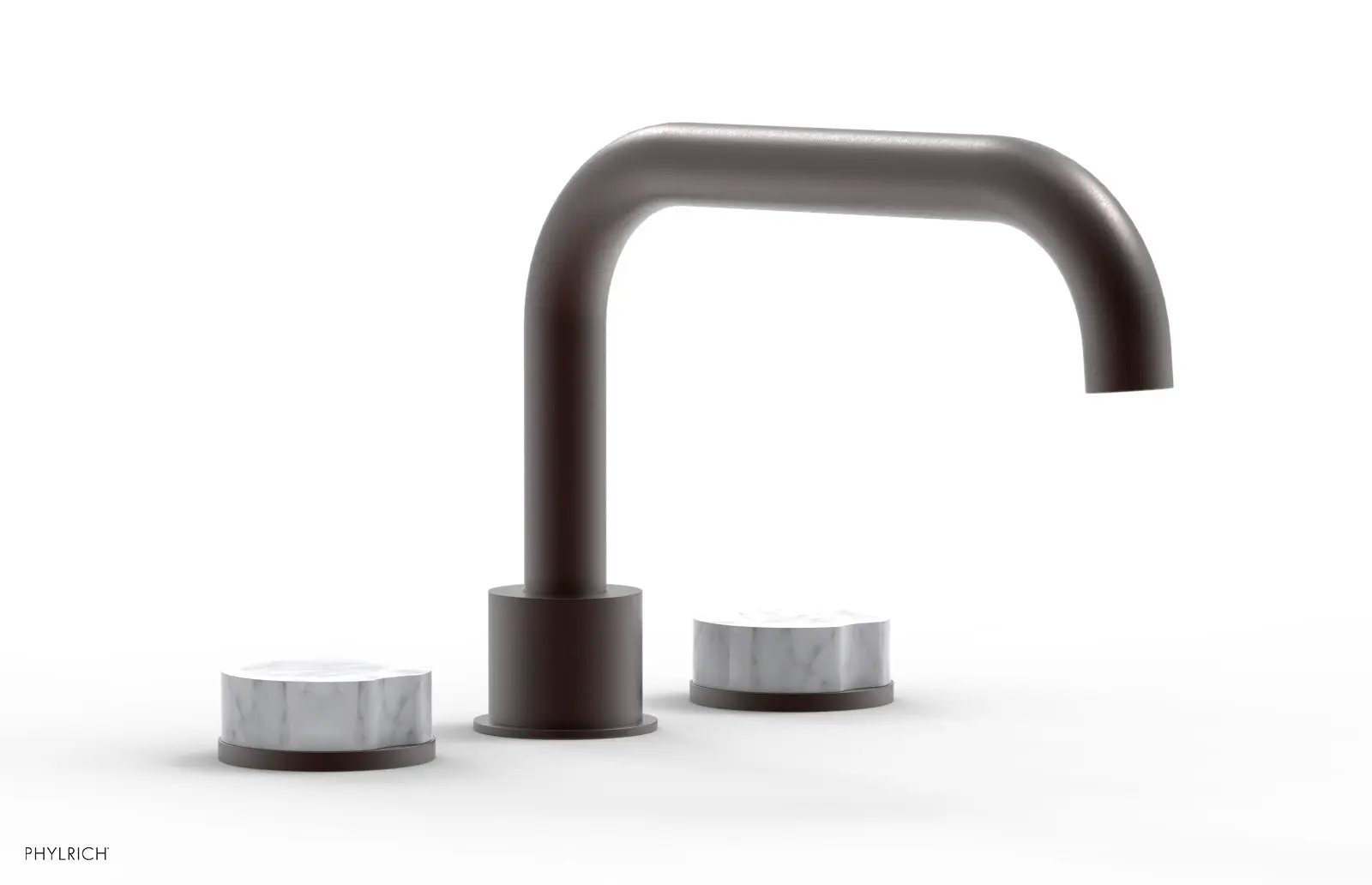 Phylrich CIRC Deck Tub Set - Low Spout White Marble Handles by Phylrich