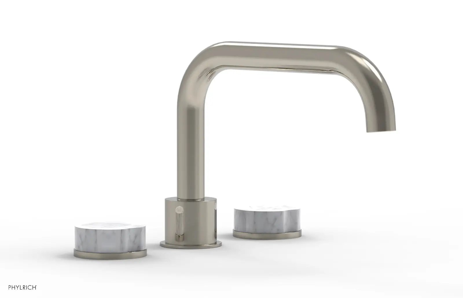 Phylrich CIRC Deck Tub Set - Low Spout White Marble Handles by Phylrich