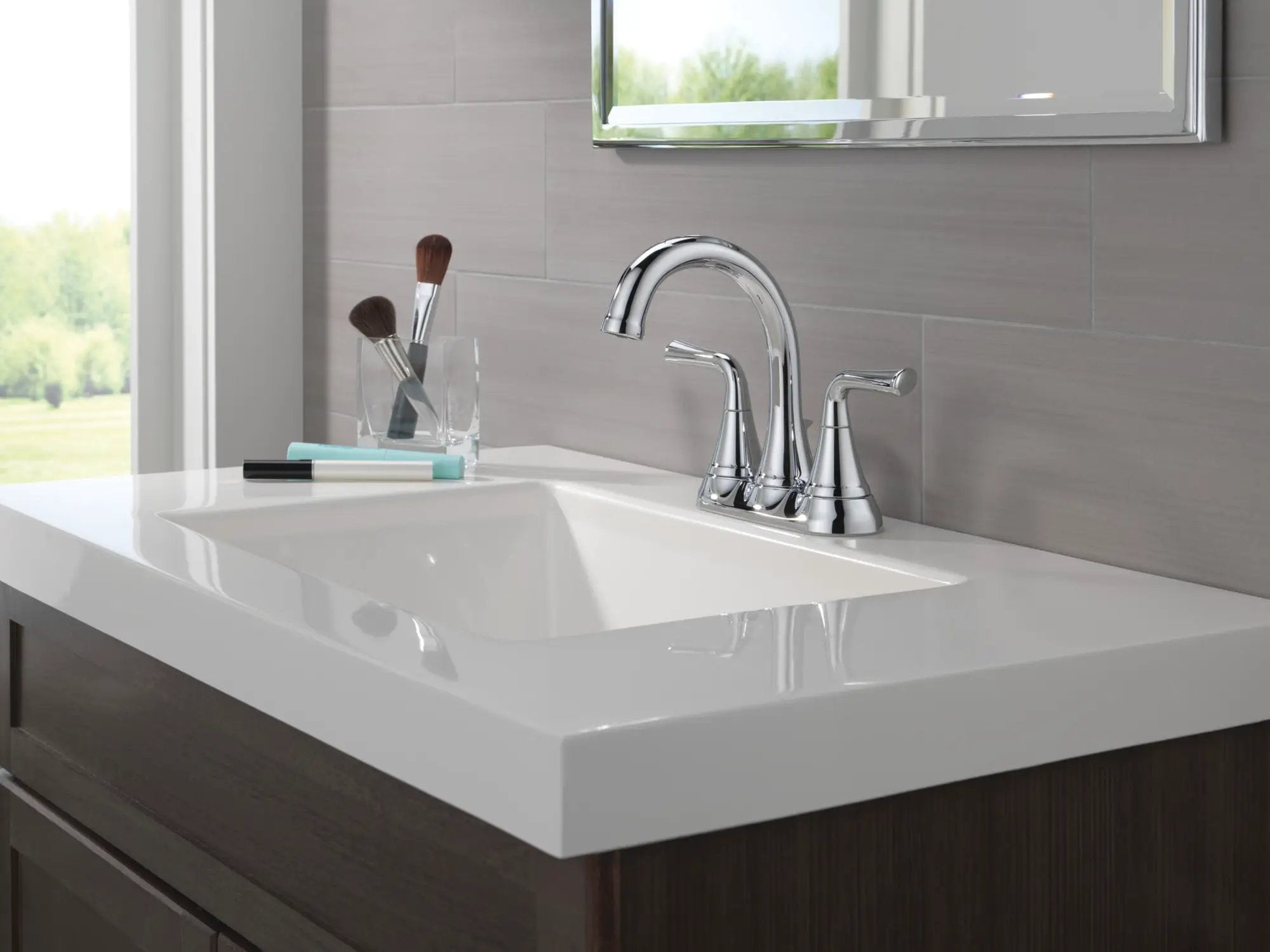 chrome bathroom faucet