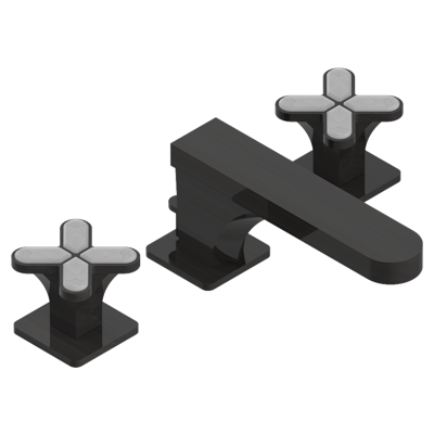 THG Paris Profile Lalique Clear Crystal Widespread Lavatory Set with Drain