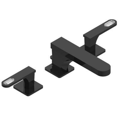 THG Paris Profile Lalique Clear Crystal with Lever Handles Widespread Lavatory Set with Drain