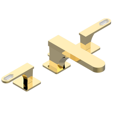 THG Paris Profile Lalique Clear Crystal with Lever Handles Widespread Lavatory Set with Drain