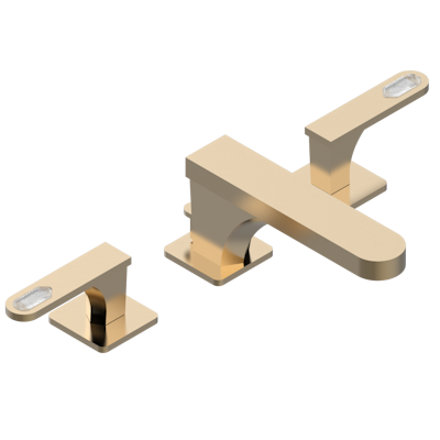 THG Paris Profile Lalique Clear Crystal with Lever Handles Widespread Lavatory Set with Drain