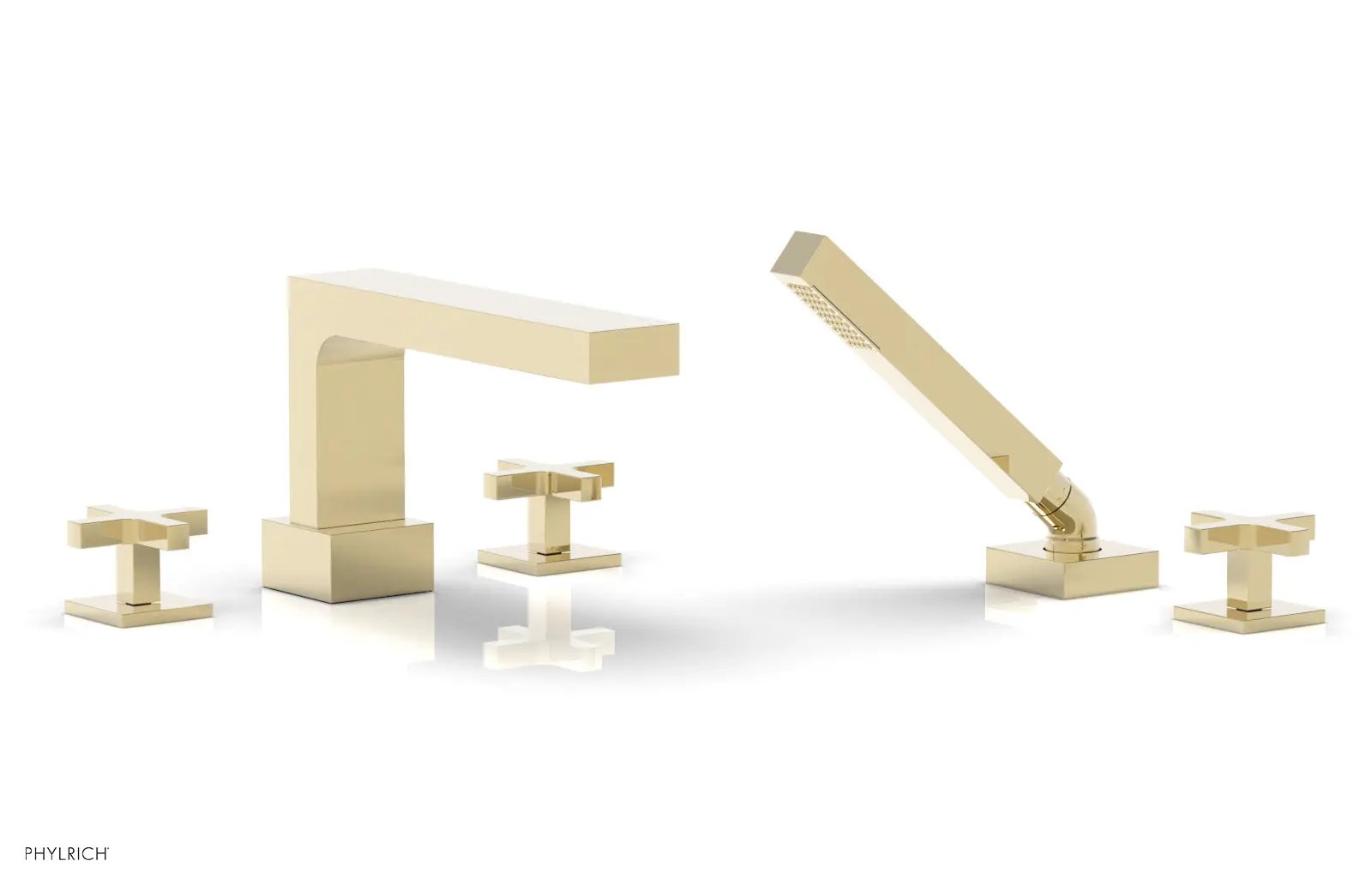 Phylrich CROI Deck Tub Set with Hand Shower - Cross Handles by Phylrich