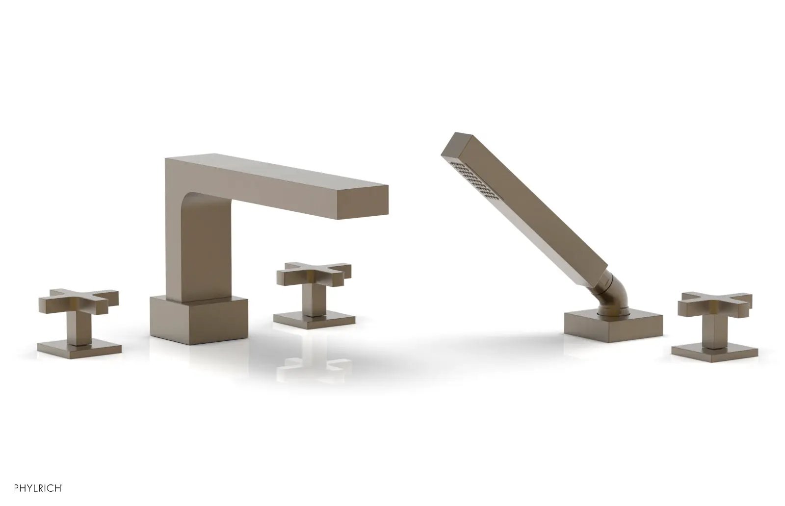Phylrich CROI Deck Tub Set with Hand Shower - Cross Handles by Phylrich