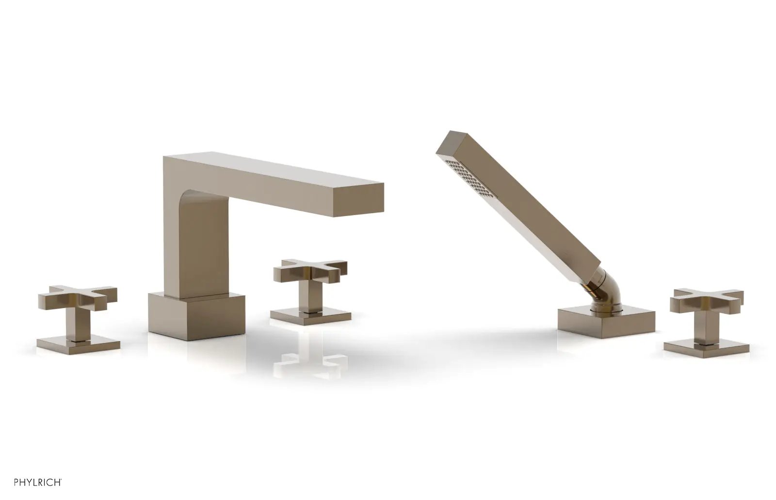 Phylrich CROI Deck Tub Set with Hand Shower - Cross Handles by Phylrich