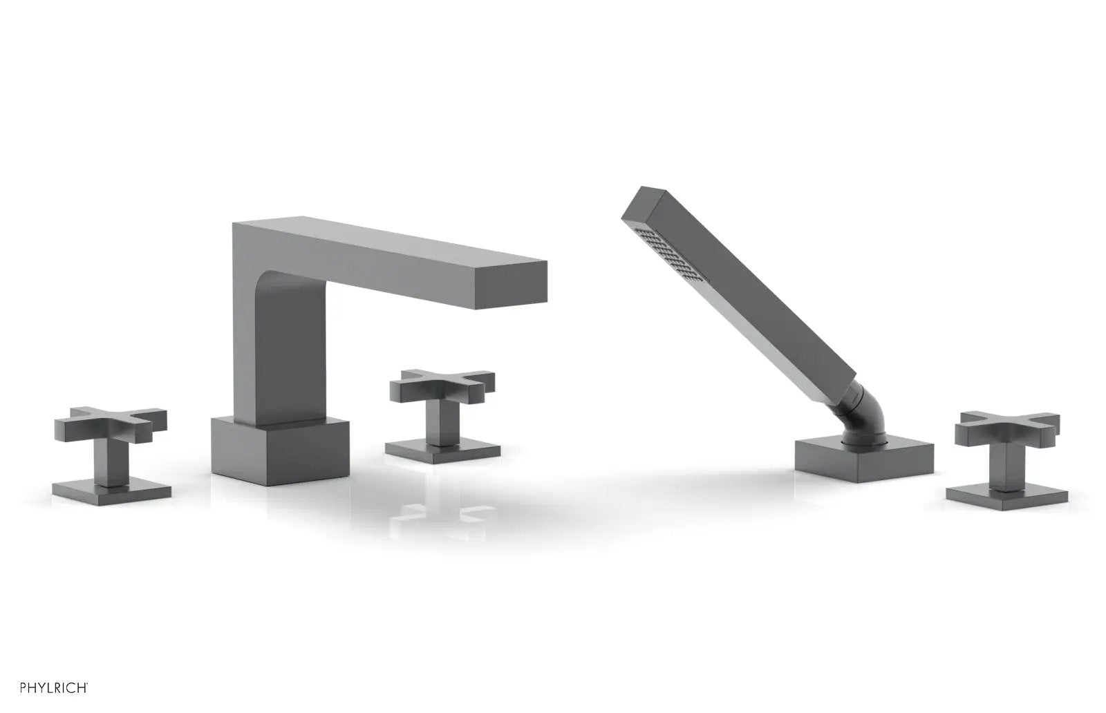 Phylrich CROI Deck Tub Set with Hand Shower - Cross Handles by Phylrich