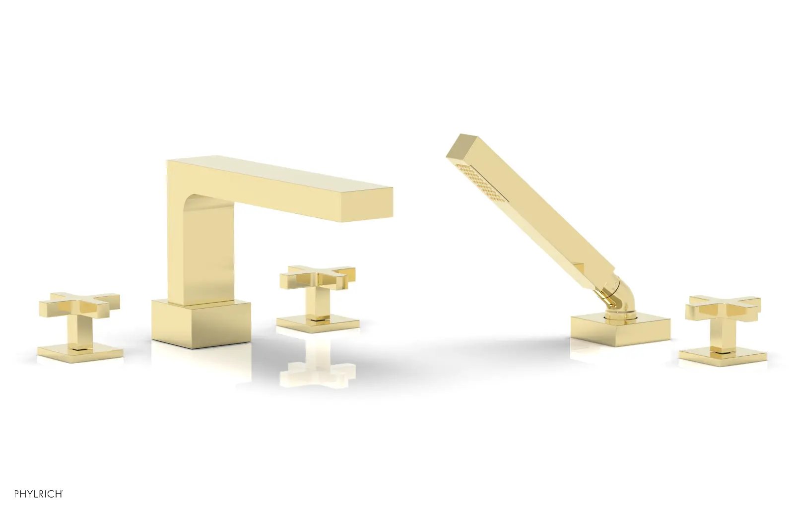 Phylrich CROI Deck Tub Set with Hand Shower - Cross Handles by Phylrich