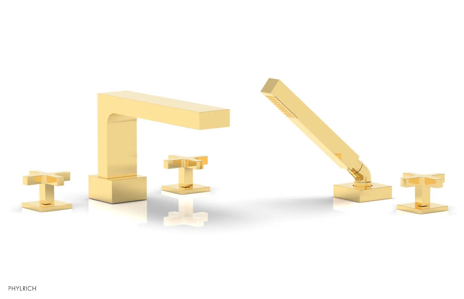 Phylrich CROI Deck Tub Set with Hand Shower - Cross Handles by Phylrich