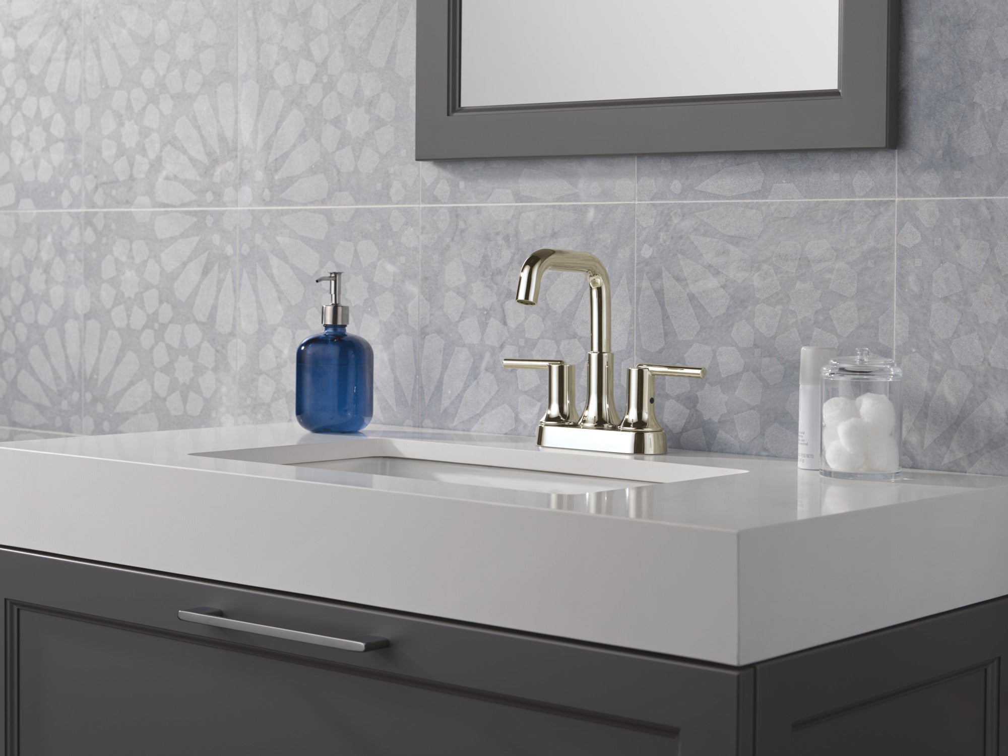 polished nickel bathroom faucet