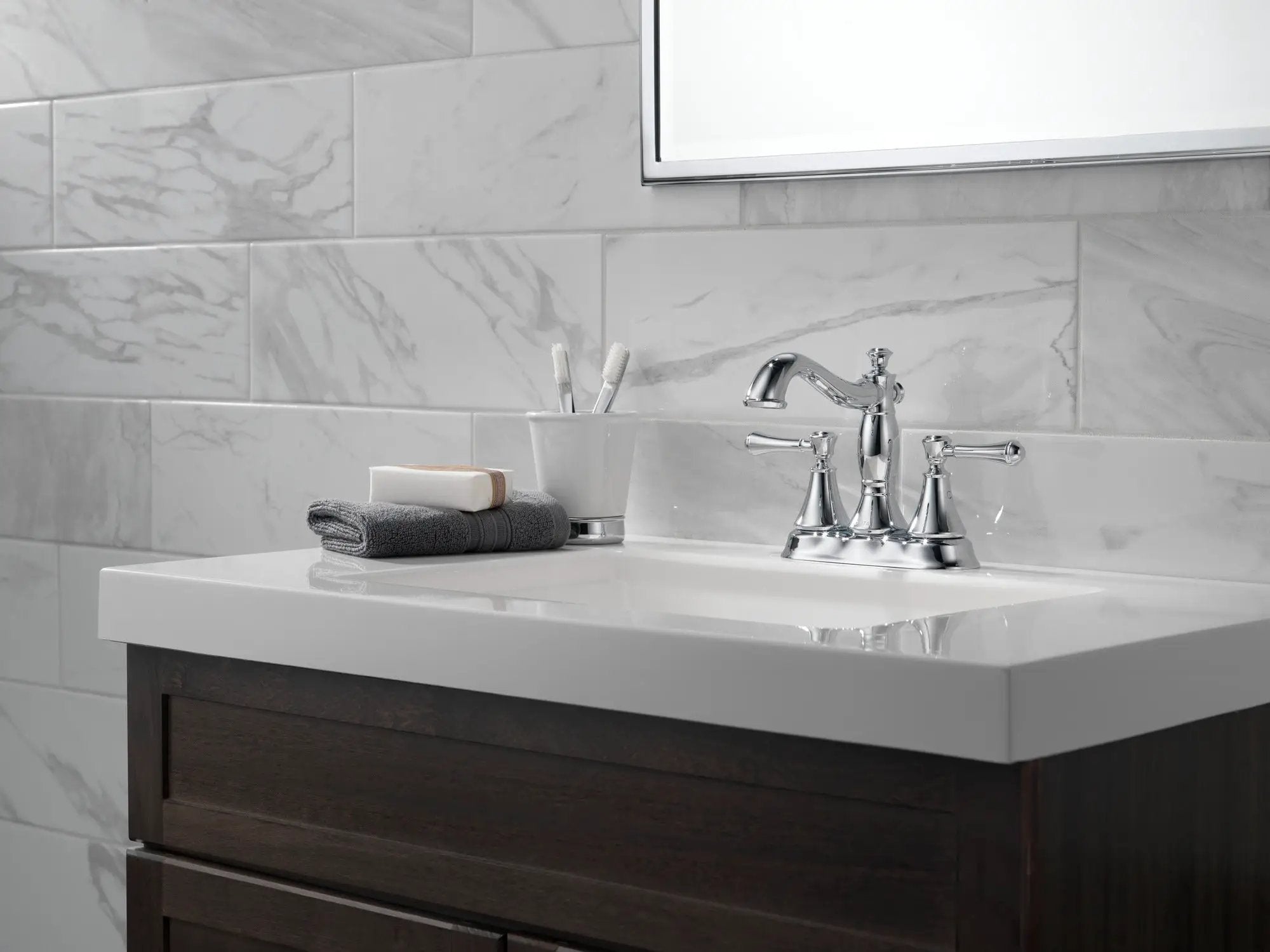 chrome bathroom faucet