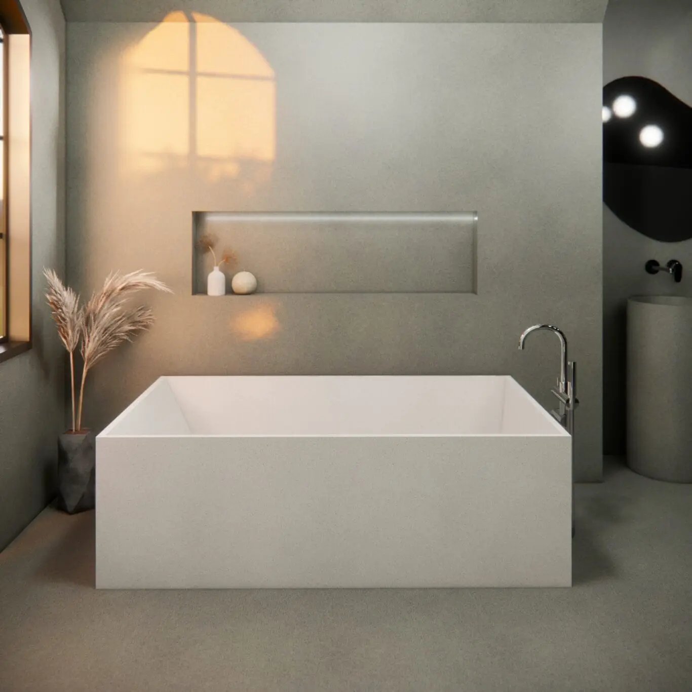 Balux Brek 72 Rectangular Concrete Freestanding Bathtub by Balux