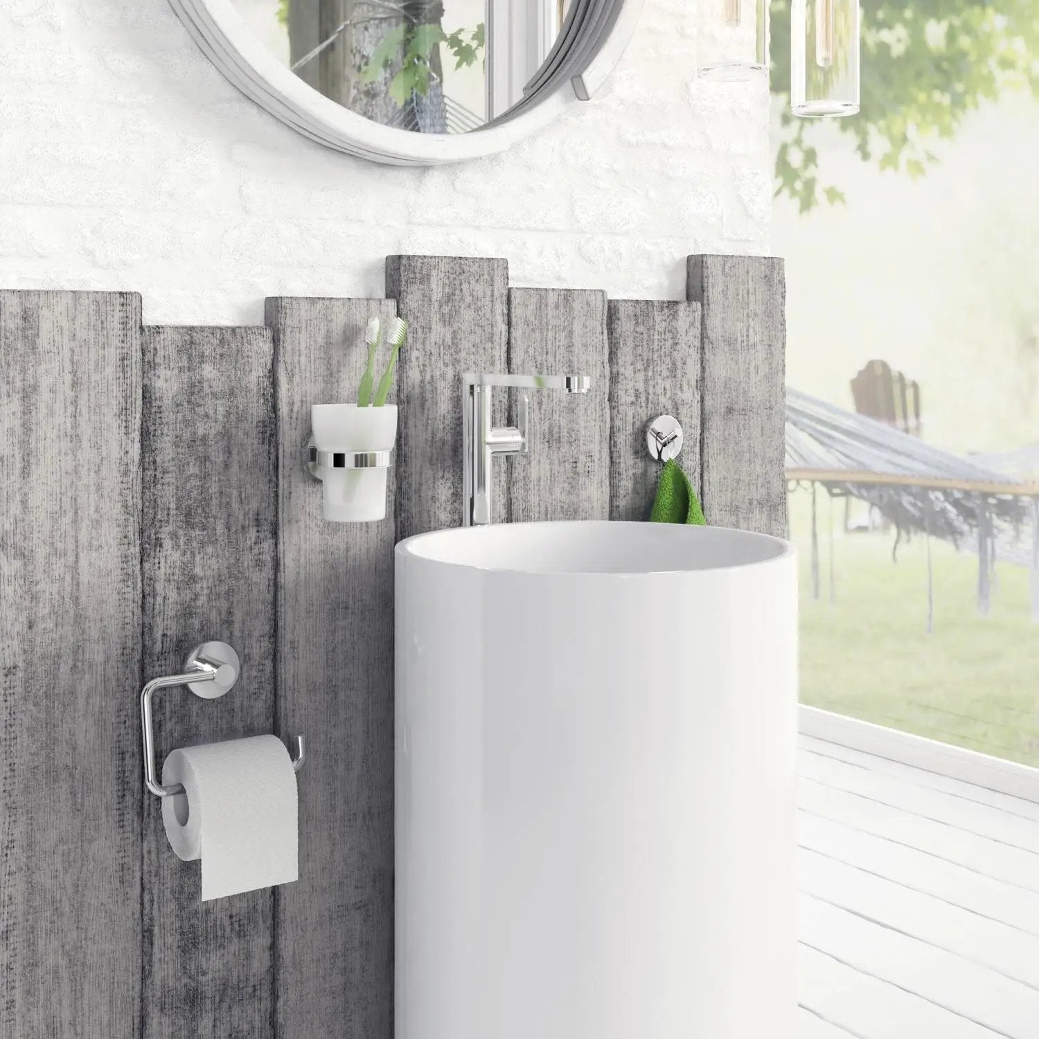 polished chrome toilet roll holder