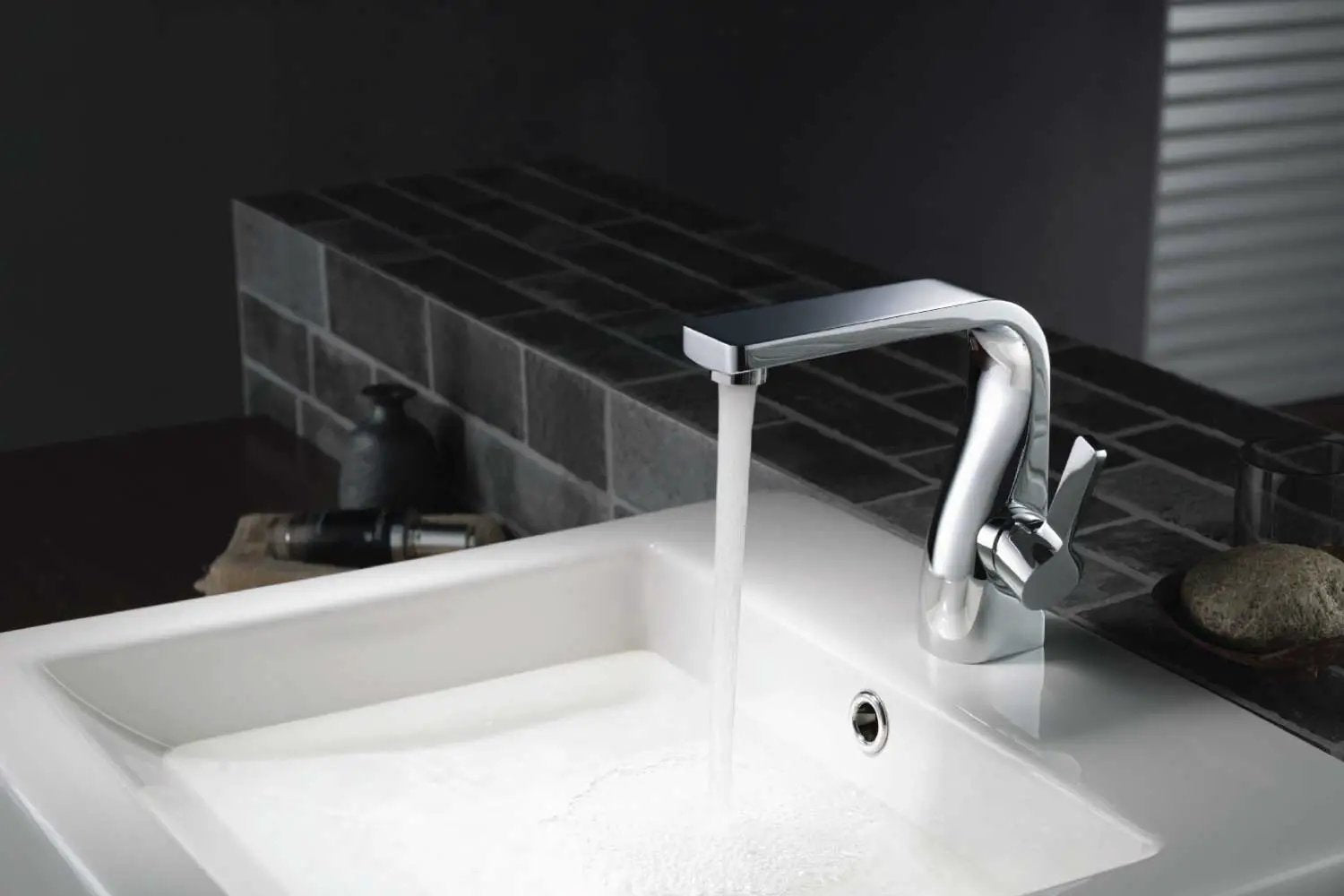 chrome bathroom faucet