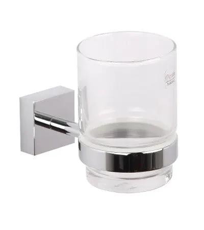 polished chrome tumbler with holder