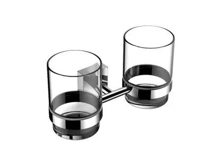 polished chrome tumbler with holder