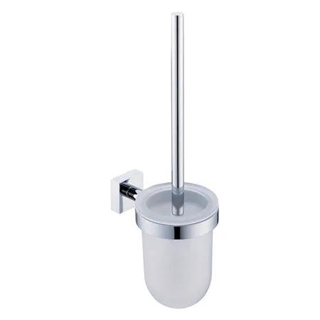 polished chrome toilet brush set